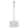Адаптер от lightning конектор с два lightning конектори и jack 3,5 mm конектора за iPhone - бяло
