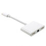 Адаптер от lightning конектор с два lightning конектори и jack 3,5 mm конектора за iPhone - бяло