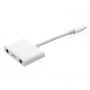 Адаптер от lightning конектор с два 3,5 mm jack конектори и lightning конектор за Apple iPhone / 8 / 8 Plus / 7 / 7 Plus