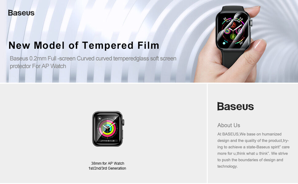 BASEUS закалено стъкло за Apple Watch 38mm