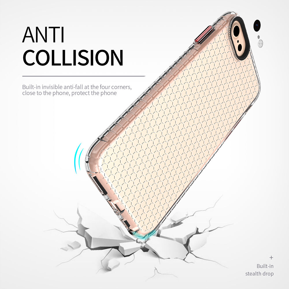 Прозрачен кейс с мотив на пчелна пита за iPhone 6 / 6S / 7 / 8 - черен