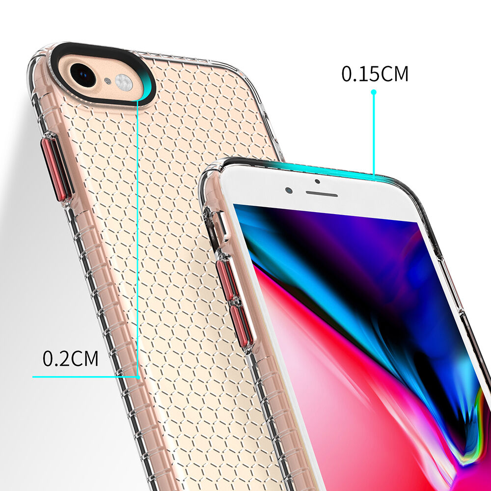 Прозрачен кейс с мотив на пчелна пита за iPhone 6 / 6S / 7 / 8 - черен