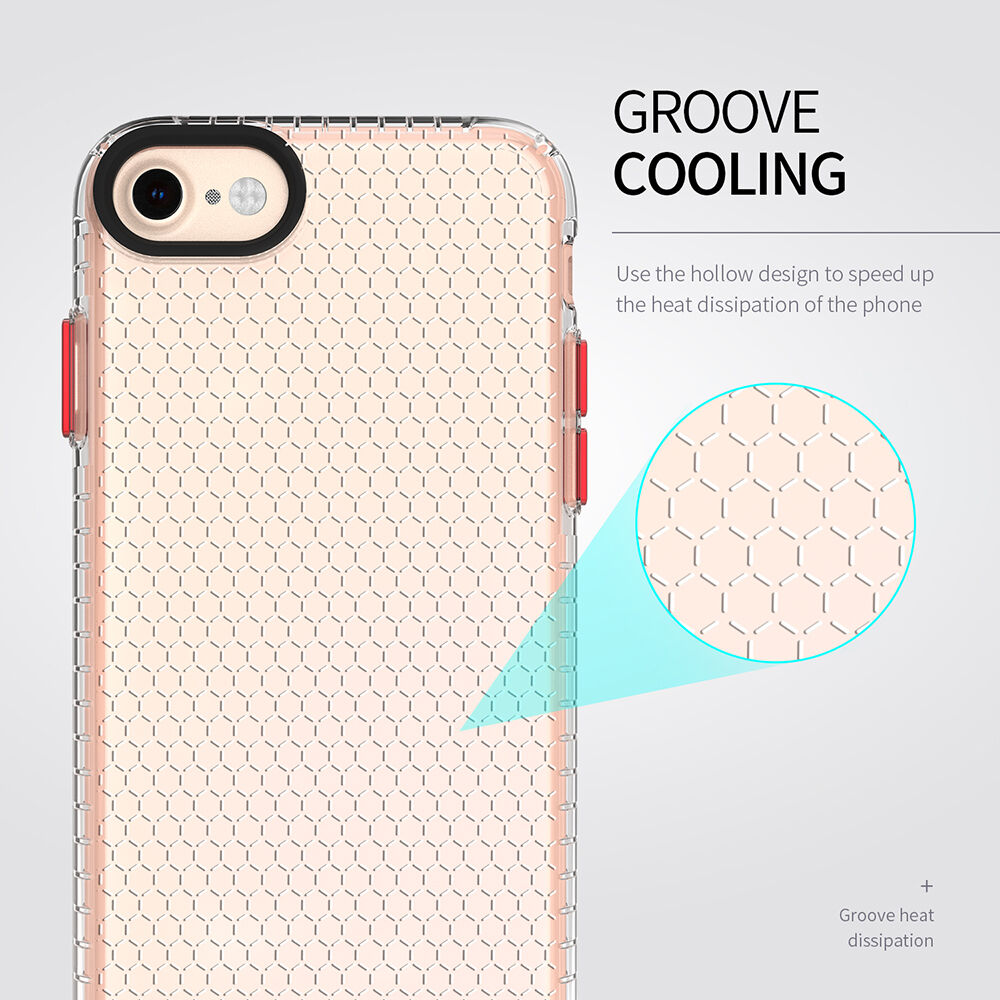 Прозрачен кейс с мотив на пчелна пита за iPhone 6 / 6S / 7 / 8 - черен