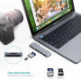 6в1 алуминиев хъб /сплитер с USB-C (Thunderbolt 3) на 2 х USB 3.0 + четец SD и TF kaрти +2 х USB-C за MacBook -сив