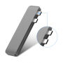 6в1 алуминиев хъб /сплитер с USB-C (Thunderbolt 3) на 2 х USB 3.0 + четец SD и TF kaрти +2 х USB-C за MacBook -сив