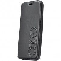 Audi оригинален флип калъф от PU кожа с лого за iPhone 7 Plus / 8 Plus - черно