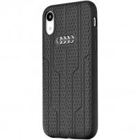 Audi оригинален кейс от PU кожа с лого за iPhone XR - черен