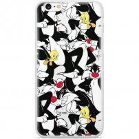 Оригинален кейс Warner Bros Sylvester and Tweety за iPhone 7 / 8 / SE (2016) - черен
