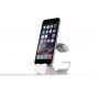 Елегантна алуминиева стойка / докинг станция за Apple Watch / iPhone - сребърен