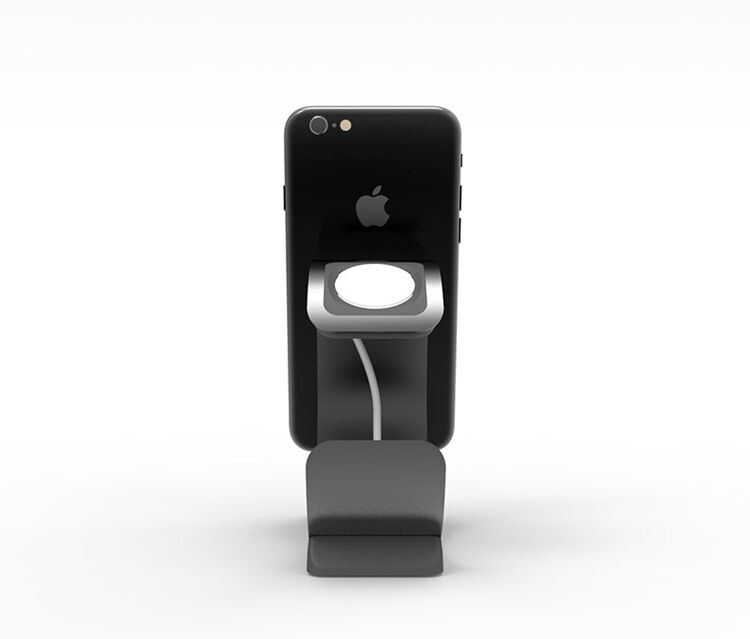 Елегантна алуминиева стойка / докинг станция за Apple Watch / iPhone - сребърен