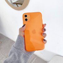 Неонов кейс от мека пластмаса за iPhone 11 - оранжев