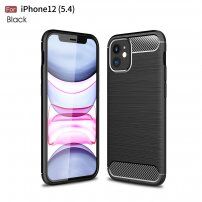 Кейс с текстура на полиран въглерод за iPhone 12 mini - черен