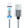 FLOVEME Round магнитен кабел USB-A / USB-C / Micro USB / Lightning за iPhone / iPad / iPod / AirPods - 1 m - сребърна