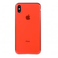 Прозрачен кейс от мека пластмаса за iPhone XS Max - червен