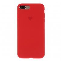 Силиконов кейс със сърчице за iPhone 7 Plus / 8 Plus - червен