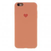 Силиконов кейс със сърчице за iPhone 6 / 6S - оранжев