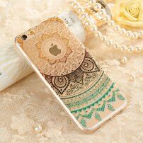 Xincuco прозрачен кейс с мотив на дантела за iPhone 6 / 6S - черно-зелен