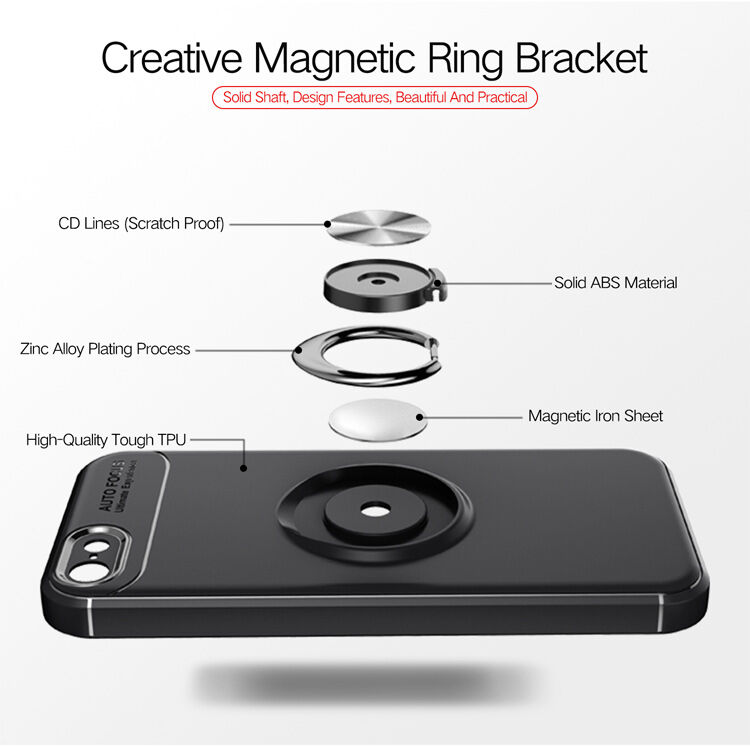 Кейс с метална стойка подходящ за магнитни стойки за iPhone 5 / 5S / SE (2016) - червен