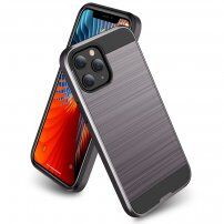 Устойчив кейс за iPhone 12 Pro Max - полирана текстура - сив