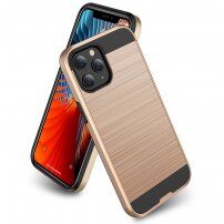 Устойчив кейс за iPhone 12 Pro Max - полирана текстура - златен
