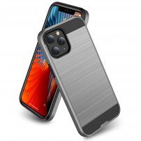Устойчив кейс за iPhone 12 Pro Max - полирана текстура - сребърен