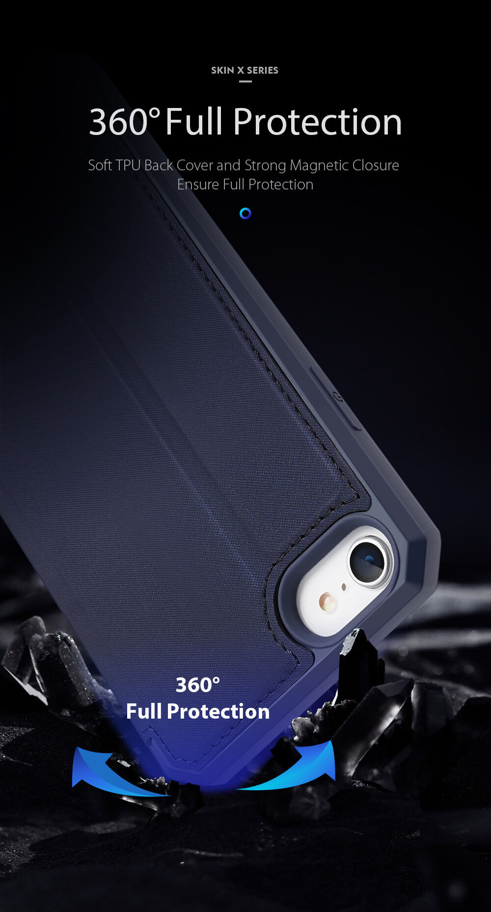 Dux Ducis калъф тип портмоне за iPhone 7 / 8 / SE (2020/2022) - черно