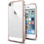 Spigen изключително тънък устойчив кейс Apple iPhone SE (2016) / 5S / 5 - прозрачен с розова рамка