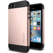 Spigen тънък защитен Armor кейс за Apple iPhone SE (2016) / 5S / 5 - розово-черен
