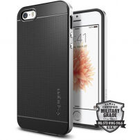 Spigen Neo ексклузивен защитен кейс за Apple iPhone SE (2016) / 5S - черно-сребърен
