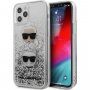 Karl Lagerfeld Liquid Glitter 2 Heads кейс за iPhone 12 / 12 Pro - сребърен