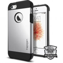Spigen Armor устойчив тънък кейс за Apple iPhone SE (2016) / 5S - сребърен