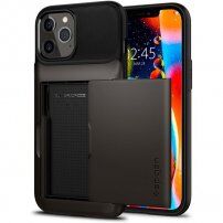 Spigen Slim Armor Wallet кейс с практично джобче за iPhone 12 Pro Max - тъмносив