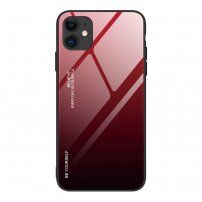 Кейс със стъклена задна част за iPhone 12 / 12 Pro - червен