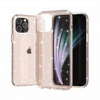 Прозрачен кейс с пайети за iPhone 12 Pro Max - златен