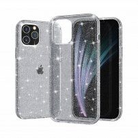 Прозрачен кейс с пайети за iPhone 12 mini - сив