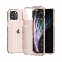 Прозрачен кейс с пайети за iPhone 12 mini - златен