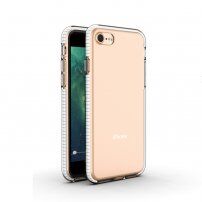 Прозрачен кейс с пъстра рамка от мека пластмаса за iPhone 7 / 8 - бял