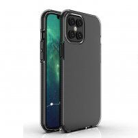 Прозрачен кейс с пъстра рамка от мека пластмаса за iPhone 12 Pro Max - черен