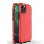 Прозрачен кейс с пъстра рамка от мека пластмаса за iPhone 12 mini - червен