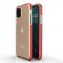 Прозрачен кейс с пъстра рамка от мека пластмаса за iPhone 11 Pro - червен