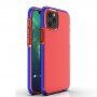 Прозрачен кейс с пъстра рамка от мека пластмаса за iPhone 12 mini - син