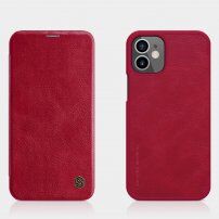 Nillkin Qin калъф тип портмоне от PU кожа за iPhone 12 mini - червено