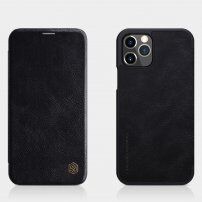Nillkin Qin калъф тип портмоне от PU кожа за iPhone 12 / 12 Pro - черно