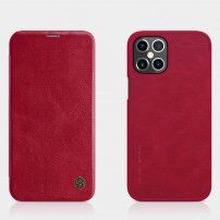 Nillkin Qin калъф тип портмоне от PU кожа за iPhone 12 Pro Max - червено