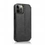 Калъф тип портмоне от PU кожа с място за карти за iPhone 12 / 12 Pro - черно