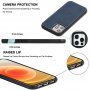 Кейс от PU кожа подходящ за безжично зареждане за iPhone 12 mini - син