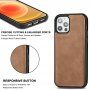 Кейс от PU кожа подходящ за безжично зареждане за iPhone 12 Pro Max - кафяв
