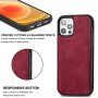 Кейс от PU кожа подходящ за безжично зареждане за iPhone 12 Pro Max - червен