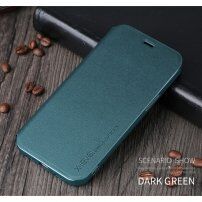 X-Level кожен флип калъф със стойка за iPhone 12 / 12 Pro - зелено