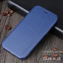X-Level кожен флип калъф със стойка за iPhone 12 Pro Max - синьо